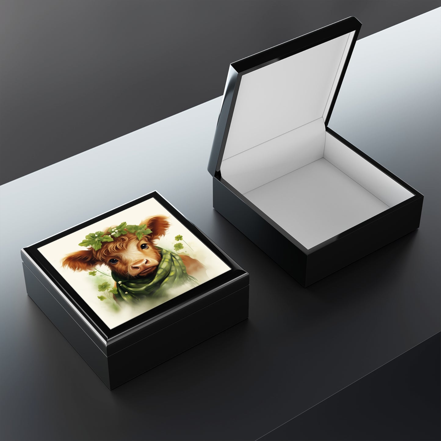 Charming Cow Jewelry Box with Floral Design, Rustic Storage for Rings & Necklaces, Perfect Gift for Animal Lovers, Unique Home Decor