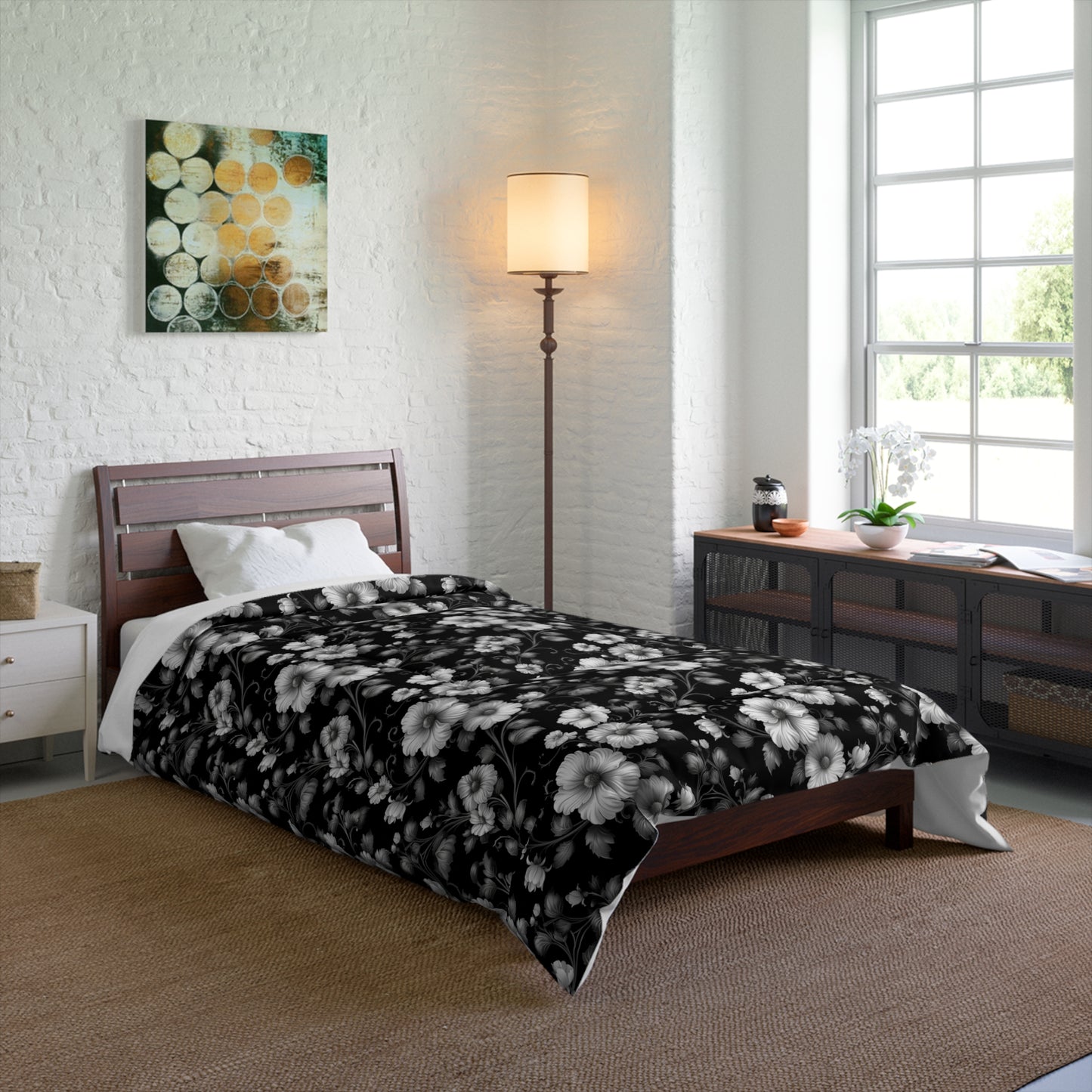 Cozy Floral Comforter - Modern Home Decor, Bedroom Comfort, Gift for Him/Her, Spring/Summer Bedding, Soft & Stylish