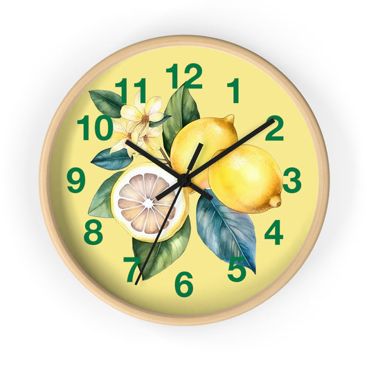 Lemon Blossom Wall Clock, Bright Kitchen Decor, Fruit-Themed Timepiece, Gift for Home, Summer Vibes, Lemon Lover's Wall Art