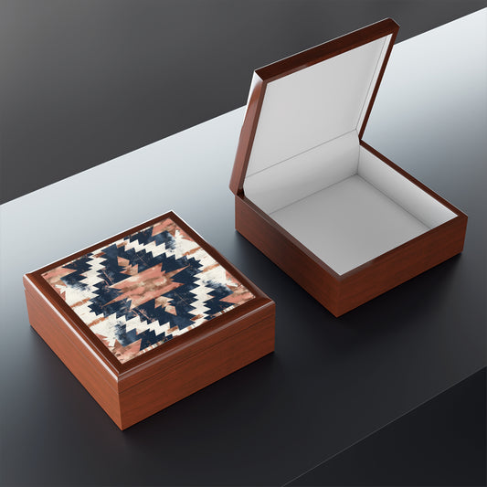 Boho Chic Jewelry Box with Tribal Design, Decor Storage, Gift for Her, Keepsake Organizer, Wedding, Home Decor