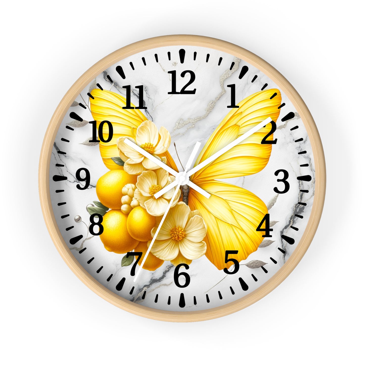 Elegant Yellow Butterfly Wall Clock, Home Decor, Modern Timepiece, Gift for Her, Spring Decoration, Unique Wall Art