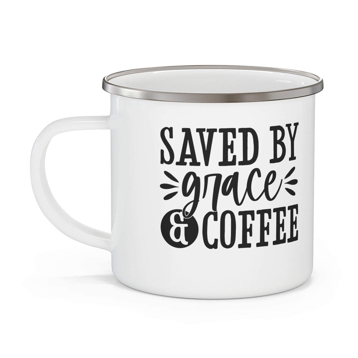 Rustic Enamel Camping Mug with Inspirational Quote