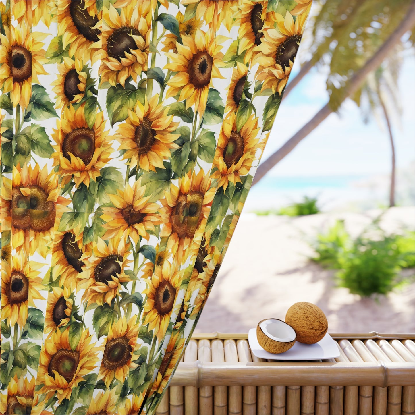 Sunflower Window Curtain - Bright Floral Drapes, Home Decor, Boho Curtains, Sunflower Art, Summer Vibes, Gift for Nature Lovers