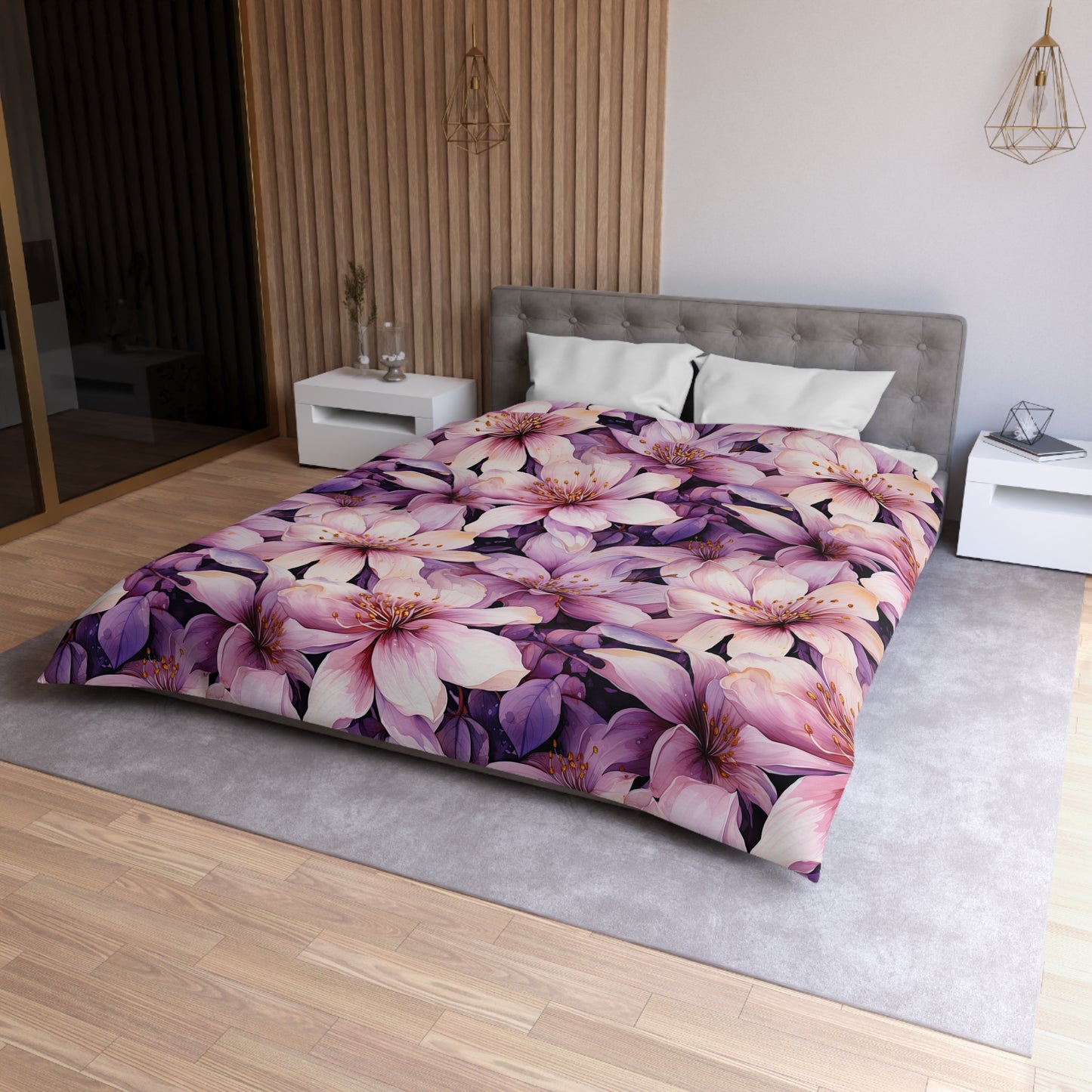 Floral Microfiber Duvet Cover - Cozy Bedding, Boho Decor, Gift for Her, Bedroom Makeover, Spring Home Accents