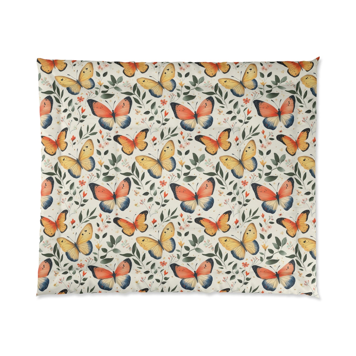 Butterfly Floral Comforter - Cozy Blanket for Home Décor, Bedroom Essentials, Gift for Nature Lovers, Spring Decor, Kids Room Bedding