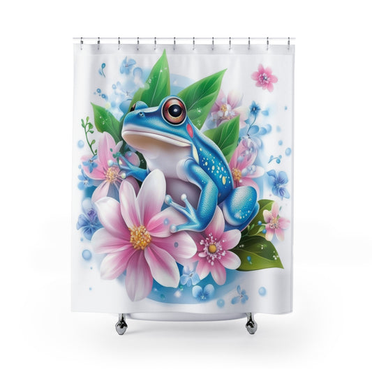 Whimsical Frog Shower Curtain | Colorful Bathroom Decor, Nature Theme, Cute Frog Gift, Spring Home Accent, Animal Shower Decor