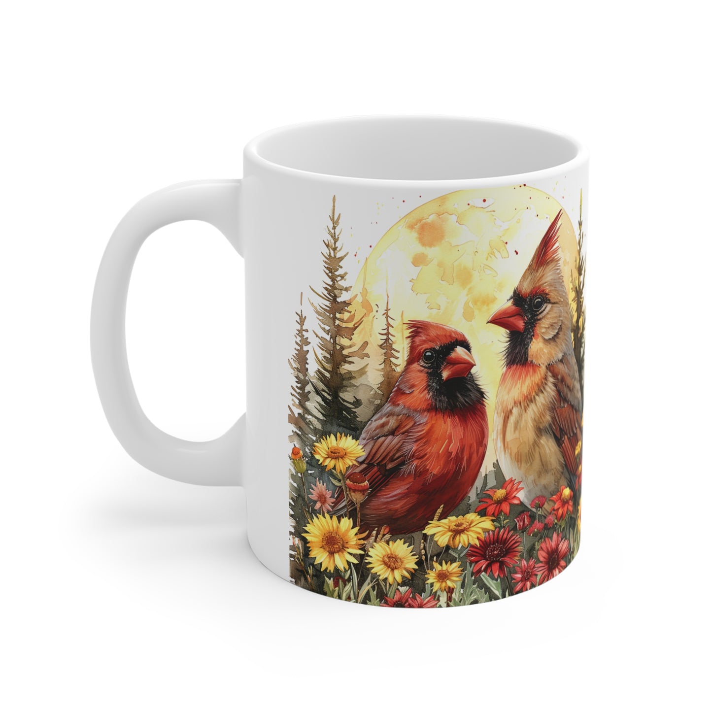 11 oz. Cardinal & Floral Mug | Nature Lover Gift
