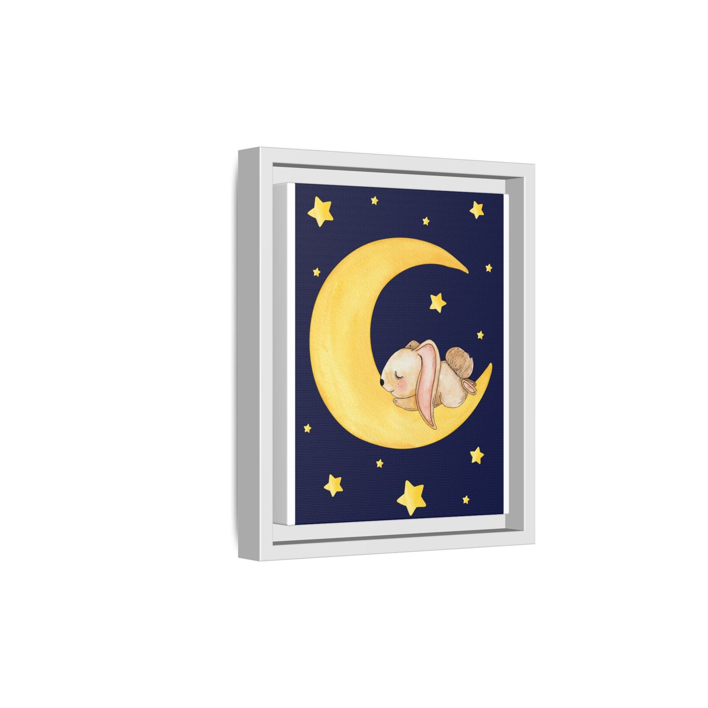 Whimsical Framed Artwork, Cute Bunny Moon Decor, Nursery Wall Art, Kid's Room Accent, Baby Shower Gift, Cozy Home Decor