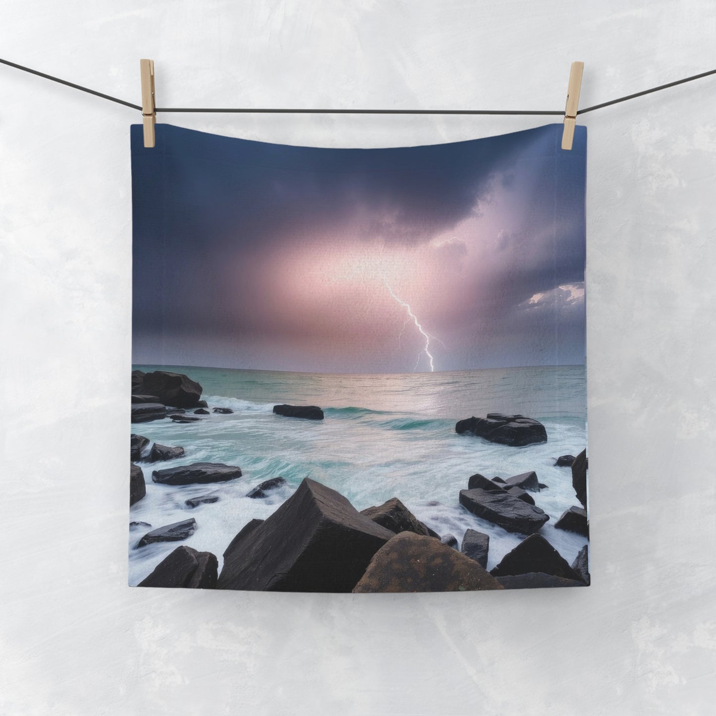 Seascape Face Towel - Ocean Wave Washcloth, Beach House Decor, Spa Gift, Bath or Gym Towel, Coastal Home Accessory