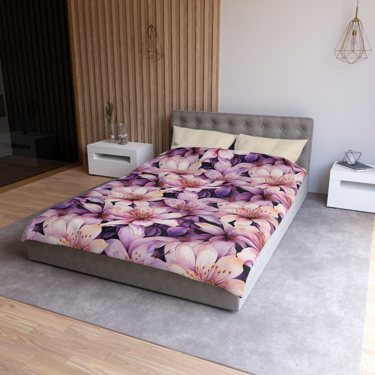 Floral Microfiber Duvet Cover - Cozy Bedding, Boho Decor, Gift for Her, Bedroom Makeover, Spring Home Accents