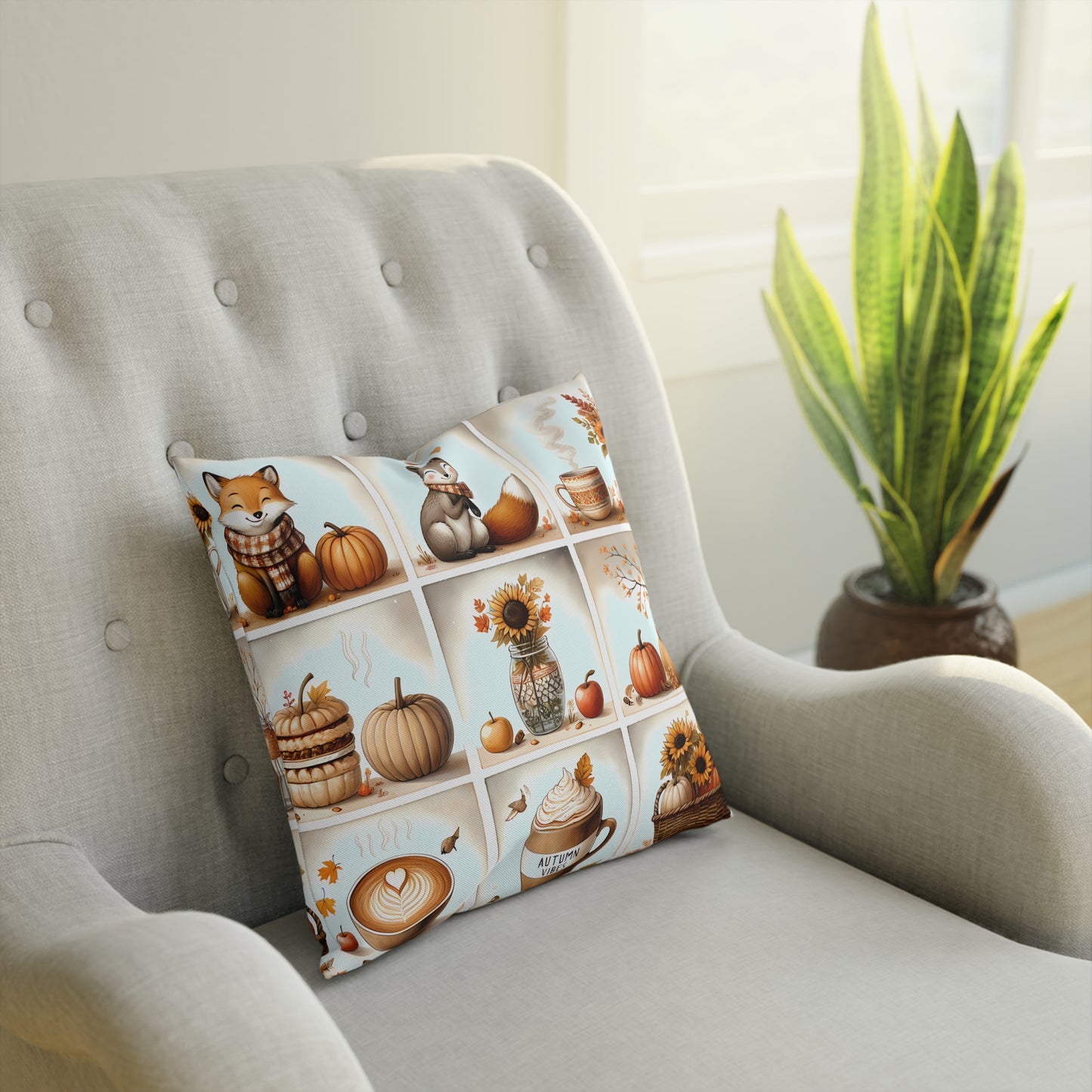 Cozy Autumn Cushion, Fall Decor Pillow, Pumpkin Spice Pillow, Harvest Home Accent, Gift for Coffee Lovers