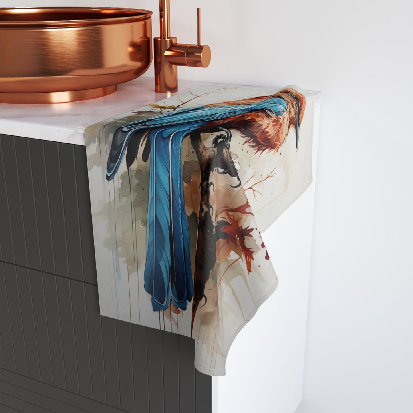 Artistic Bird Hand Towel | Nature Decor, Kitchen Accessories, Eco-Friendly Gift, Bath Towel, Animal Lovers