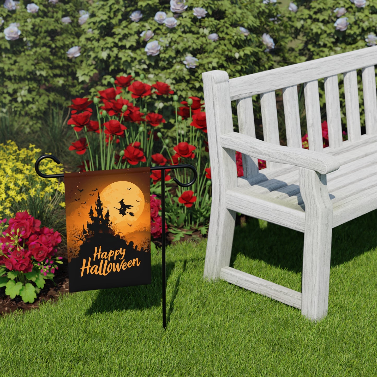 Spooktacular Halloween Garden Banner, Outdoor Decor, Fall Decoration, Halloween Party, Unique Yard Flag, Witch Theme