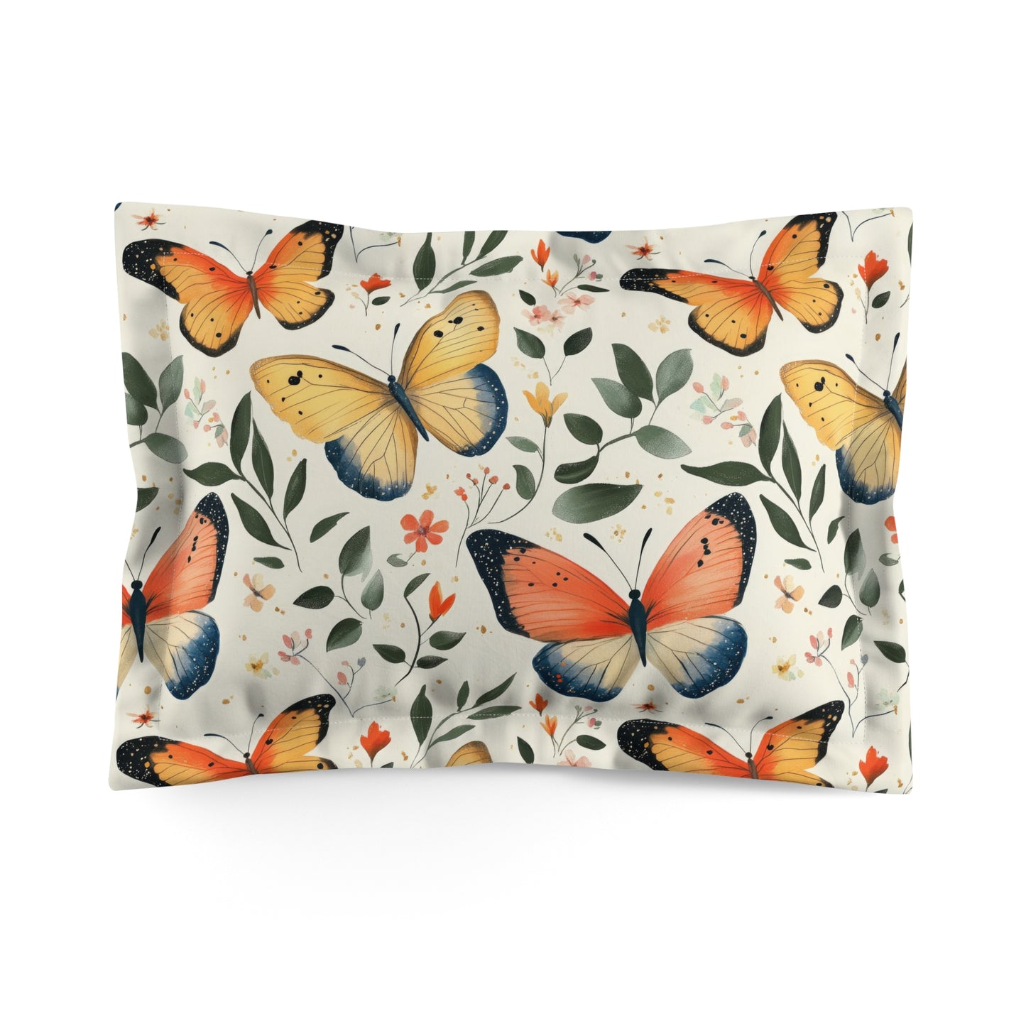 Butterfly Dream Microfiber Pillow Sham | Floral Decor, Bedroom Accessory, Gift for Her, Nature Lover Home Decor, Butterfly Theme