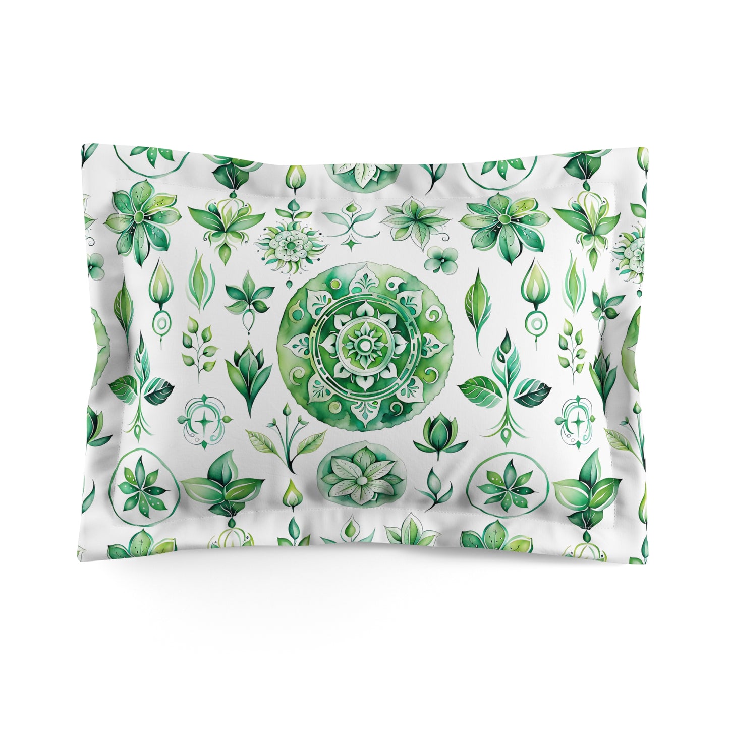 Botanical Microfiber Pillow Sham, Green Floral Design, Home Decor, Bedroom Accessory, Gift for Nature Lovers, Cozy Bedding