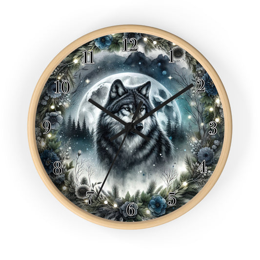 Mystical Wolf Wall Clock | Nature Decor, Home Decor, Gift for Animal Lovers, Forest Theme Clock, Unique Wall Art