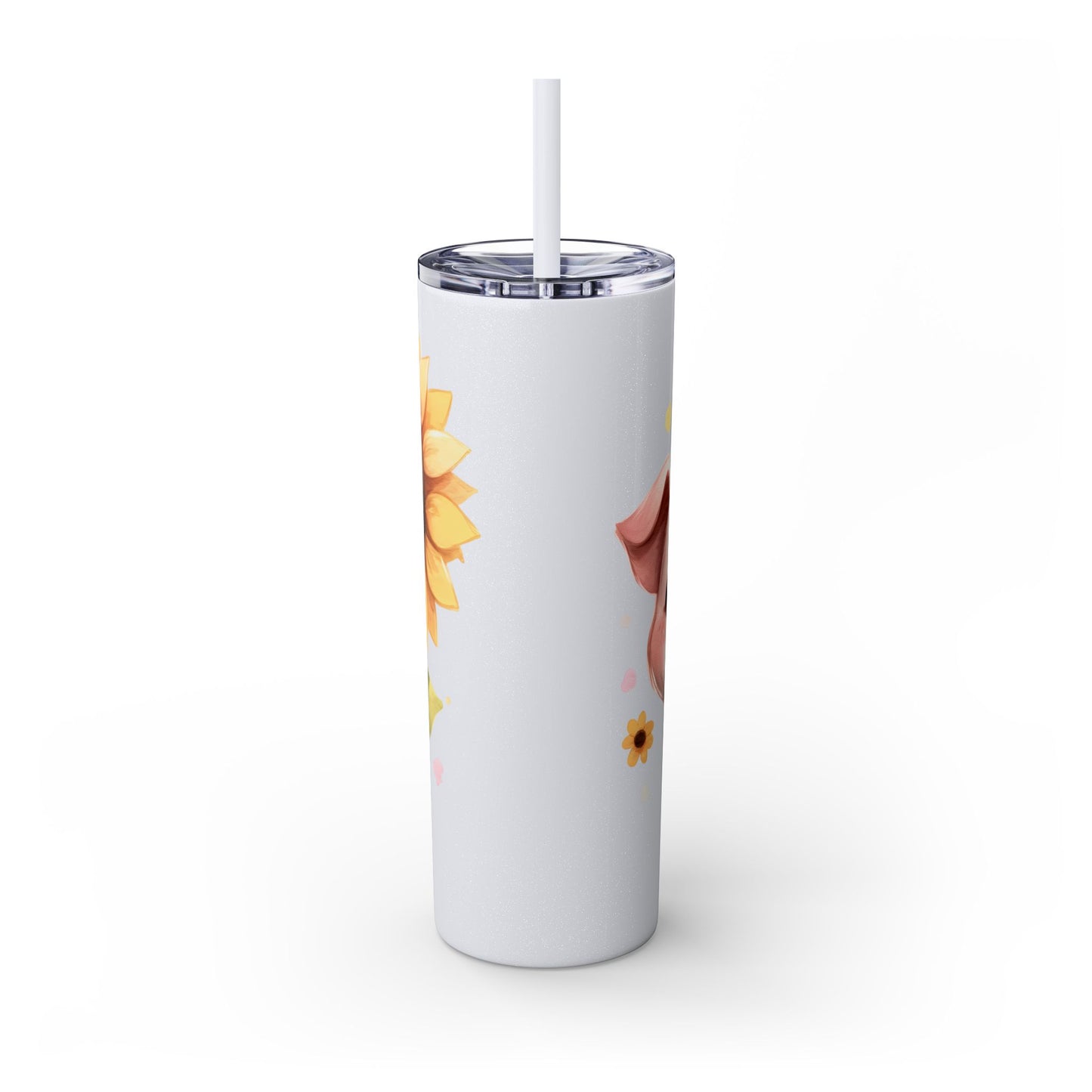 Cute Piggy Skinny Tumbler with Straw, Pig Tumbler, Sunflower Cup, Farmhouse Decor, Gift for Animal Lovers, Fun Drinkware
