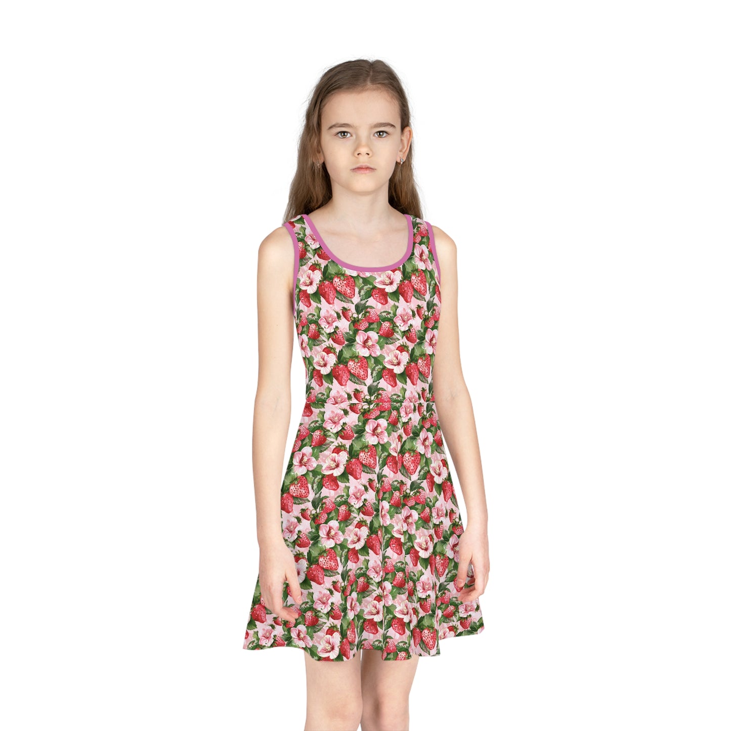 Girls' Floral Sundress for Summer, Perfect for Parties, Birthdays, Everyday Wear, Flowers AOP Dress, Kids Spring Apparel