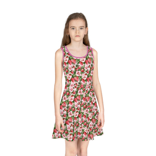 Girls' Floral Sundress for Summer, Perfect for Parties, Birthdays, Everyday Wear, Flowers AOP Dress, Kids Spring Apparel