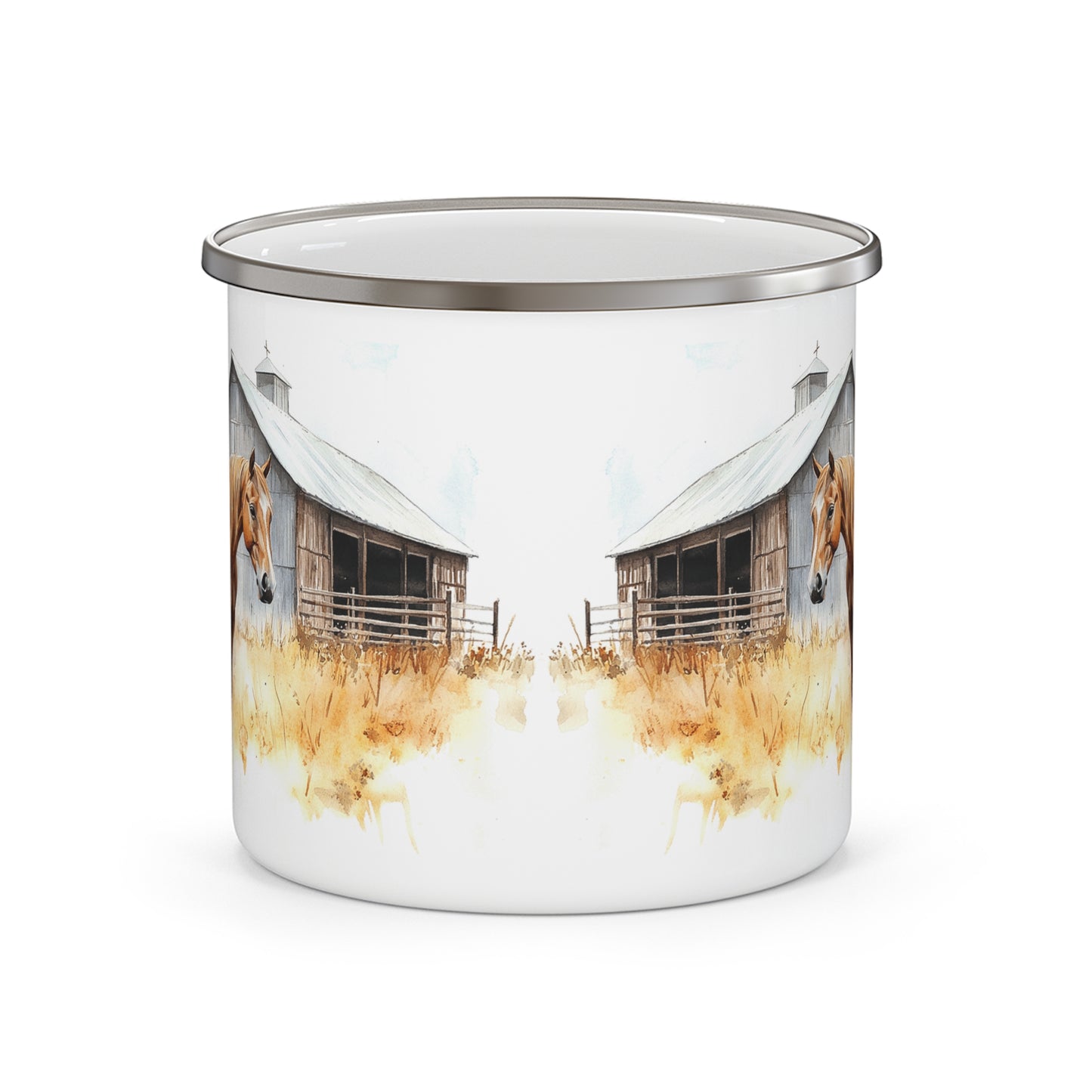 Rustic Enamel Camping Mug - Cozy Outdoor Drinkware, Horse Design, Perfect for Nature Lovers, Camping, Hiking, Gift for Adventurers
