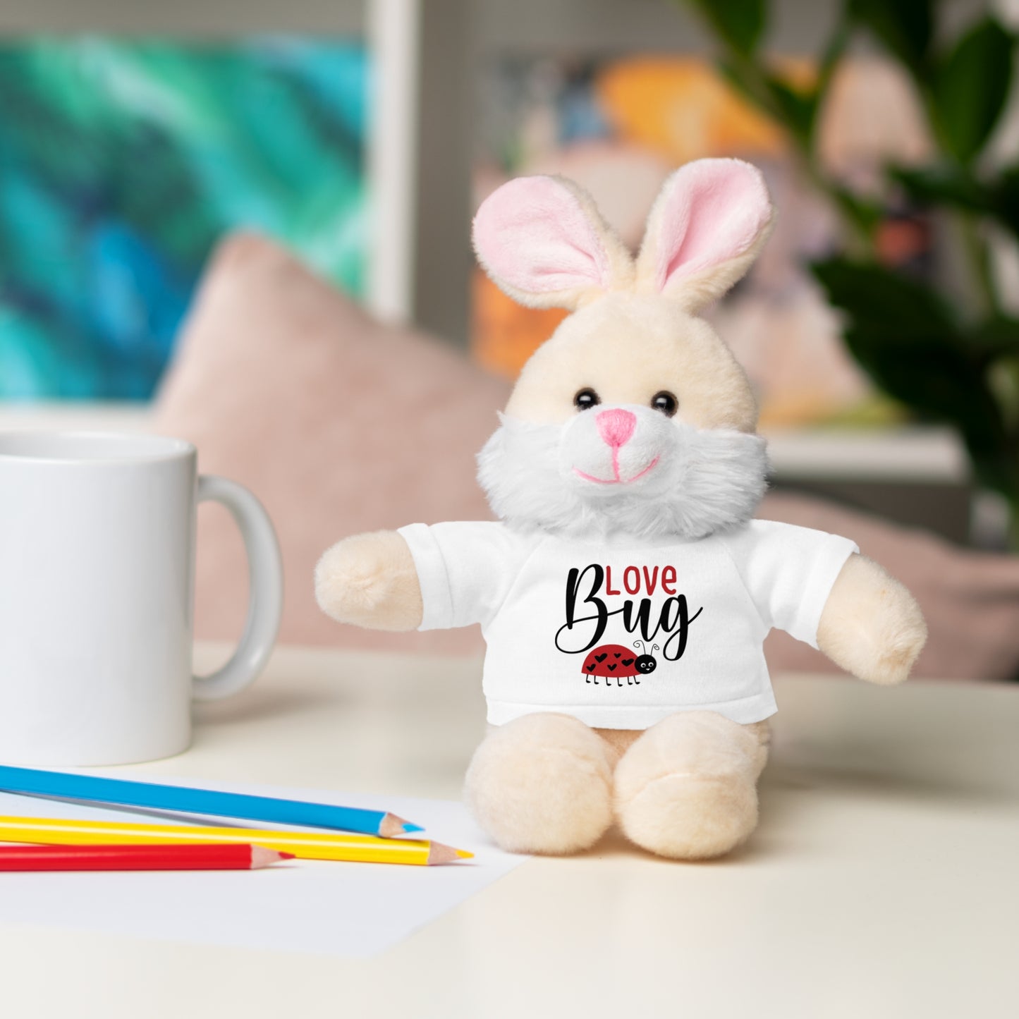 Love Bug Stuffed Animal with Tee, Cute Gift for Kids, Valentine's Day Plush Toy, Adorable Birthday Present, Snuggle Buddy