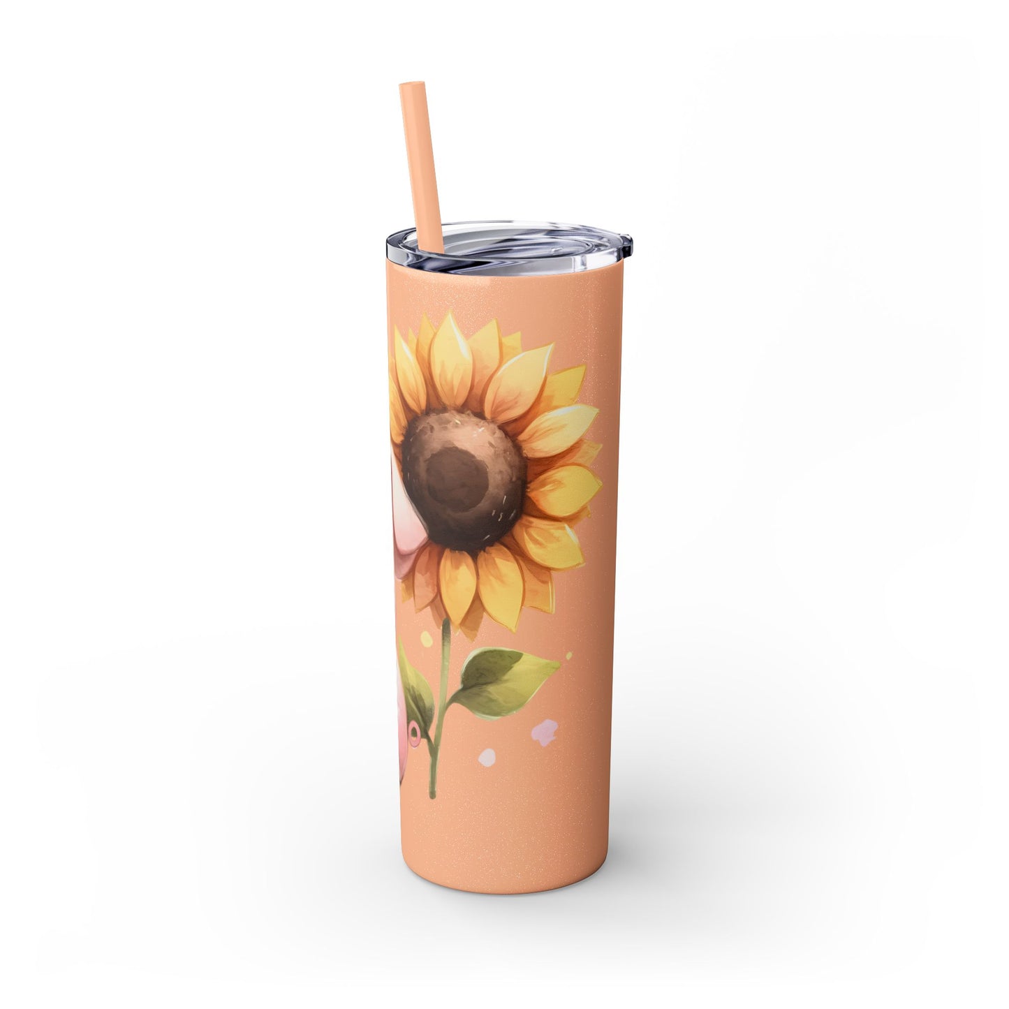 Cute Piggy Skinny Tumbler with Straw, Pig Tumbler, Sunflower Cup, Farmhouse Decor, Gift for Animal Lovers, Fun Drinkware