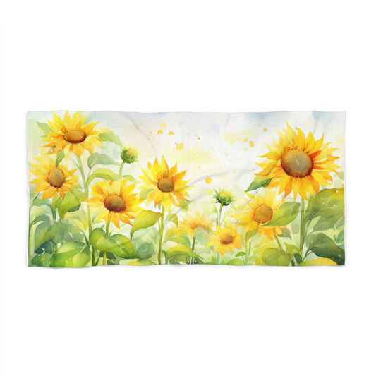 Sunshine Sunflower Beach Towel, Vibrant Floral Towel for Summer, Poolside Accessory, Gift for Nature Lovers