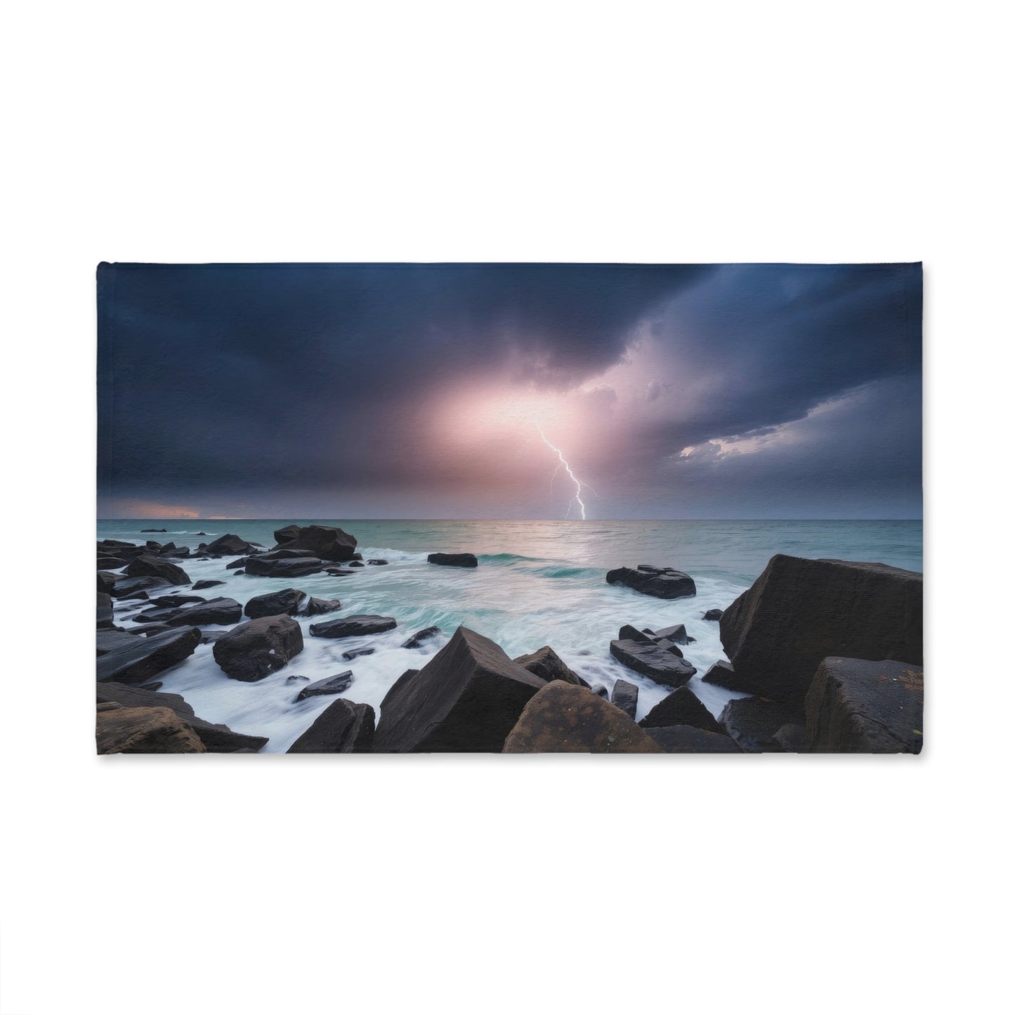 Lightning Storm Hand Towel, Coastal Decor Towel, Kitchen Towel, Bathroom Accessory, Gift for Nature Lovers