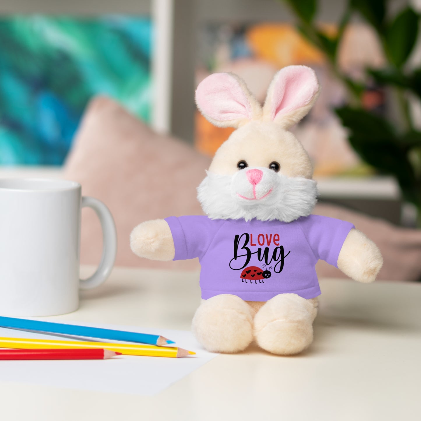 Love Bug Stuffed Animal with Tee, Cute Gift for Kids, Valentine's Day Plush Toy, Adorable Birthday Present, Snuggle Buddy