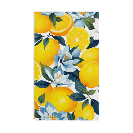 Vibrant Lemon Floral Hand Towel, Kitchen Decor, Gift for Home, Summer Vibes, Bright Bathroom Accessory, Citrus Kitchen Towel
