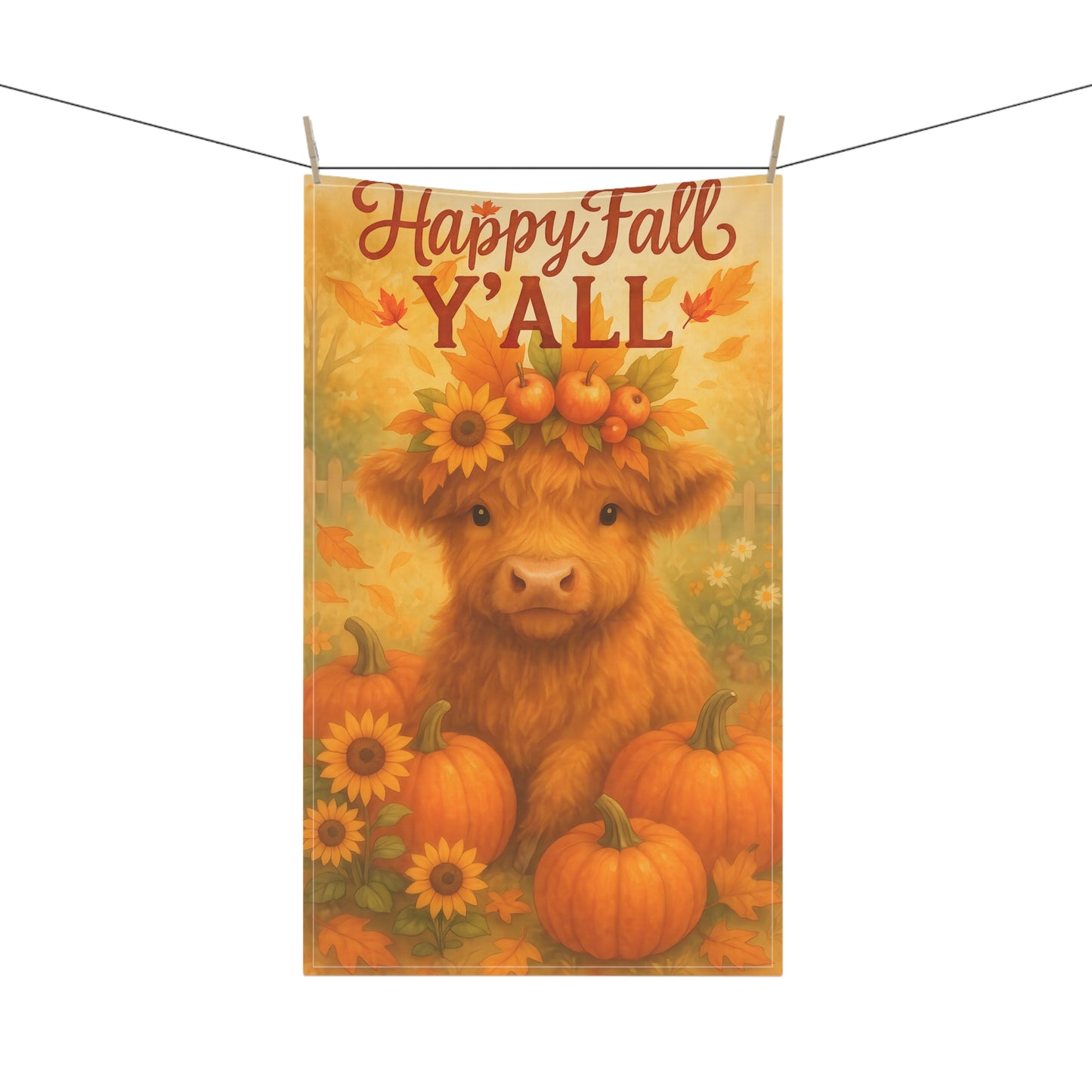 Autumn Farmhouse Tea Towels, Cozy Kitchen Decor, Seasonal Gift, Fall Decor, Home Gift - Happy Fall Y'all Design