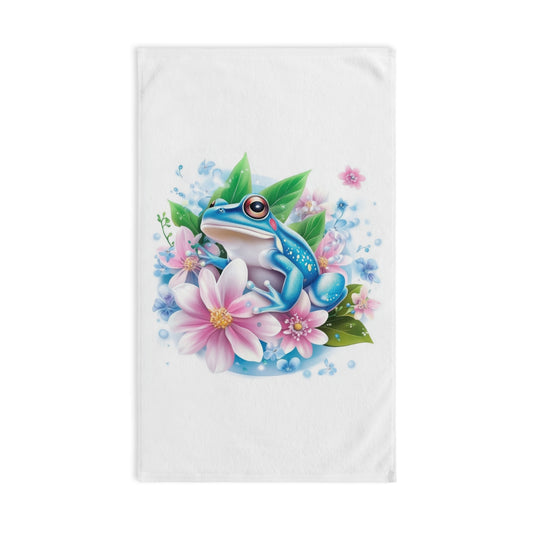 Whimsical Frog Hand Towel, Nature Lover Gift, Bathroom Decor, Spring Kitchen Towel, Cute Animal Towels, Gift for Her