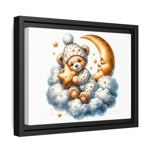 Whimsical Bear Canvas Art Print, Nursery Decor, Baby Shower Gift, Kids Room Wall Art, Playroom Decoration, Sweet Dreams Theme