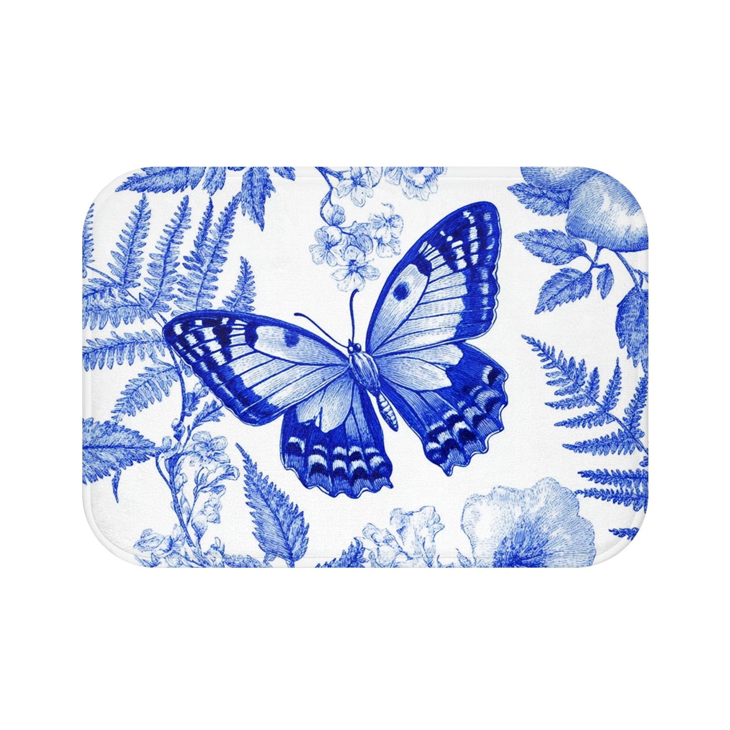 Elegant Butterfly Bath Mat, Floral Bathroom Decor, Blue Butterfly Home Accessory, Luxurious Bathing Experience, Gift for Nature Lovers