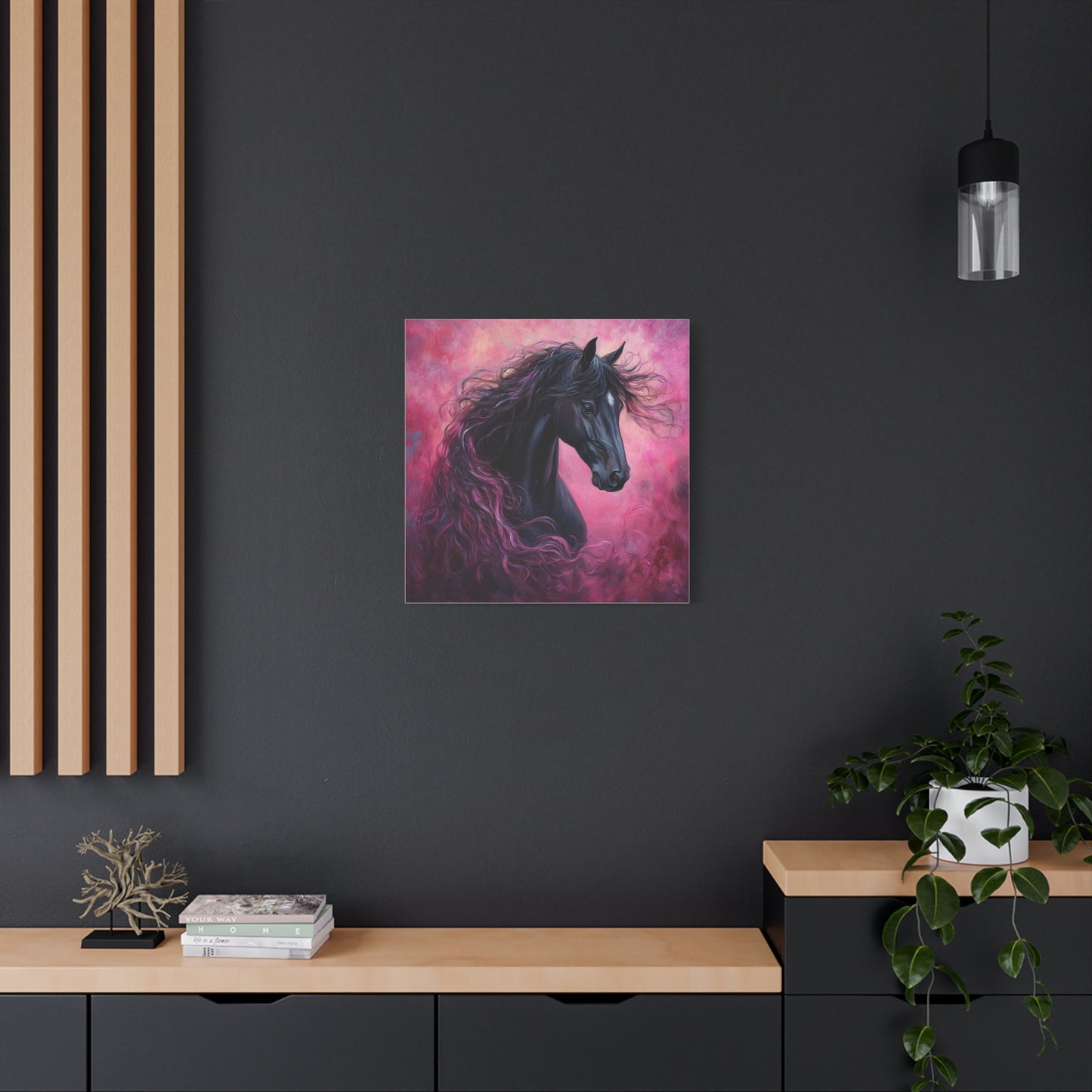 Black Horse Canvas Art, Wall Decor, Horse Lover Gift, Unique Home Decor, Animal Art, Equine Artwork