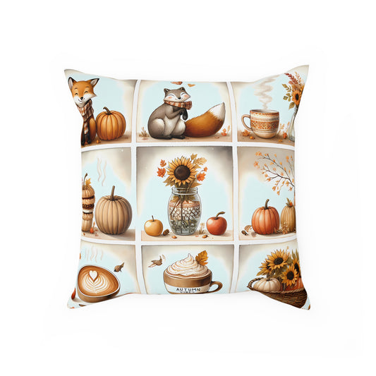 Cozy Autumn Cushion, Fall Decor Pillow, Pumpkin Spice Pillow, Harvest Home Accent, Gift for Coffee Lovers