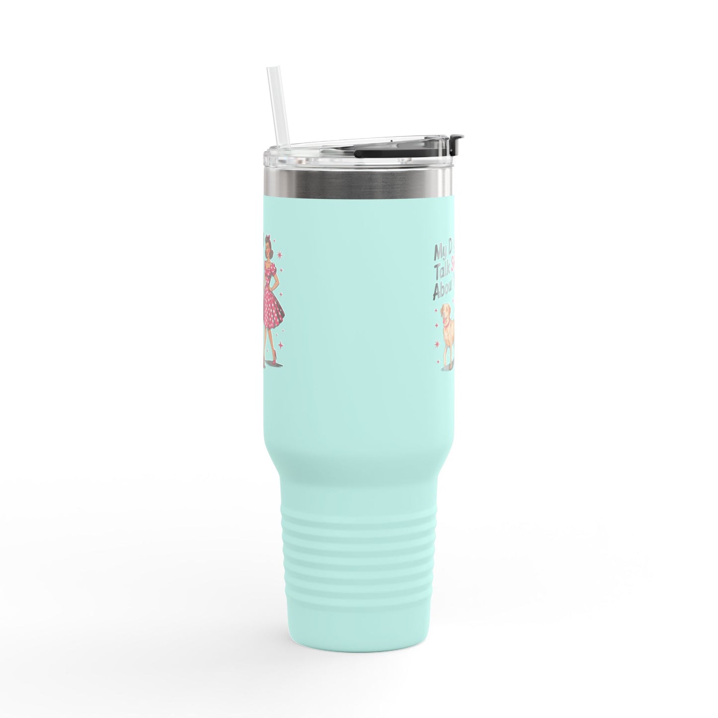 My Dog & I Talk Sh*T Travel Mug, Insulated Coffee Tumbler, 40oz Thermos for Dog Lovers, Funny Gift for Pet Owners, Cute Mug for Birthdays