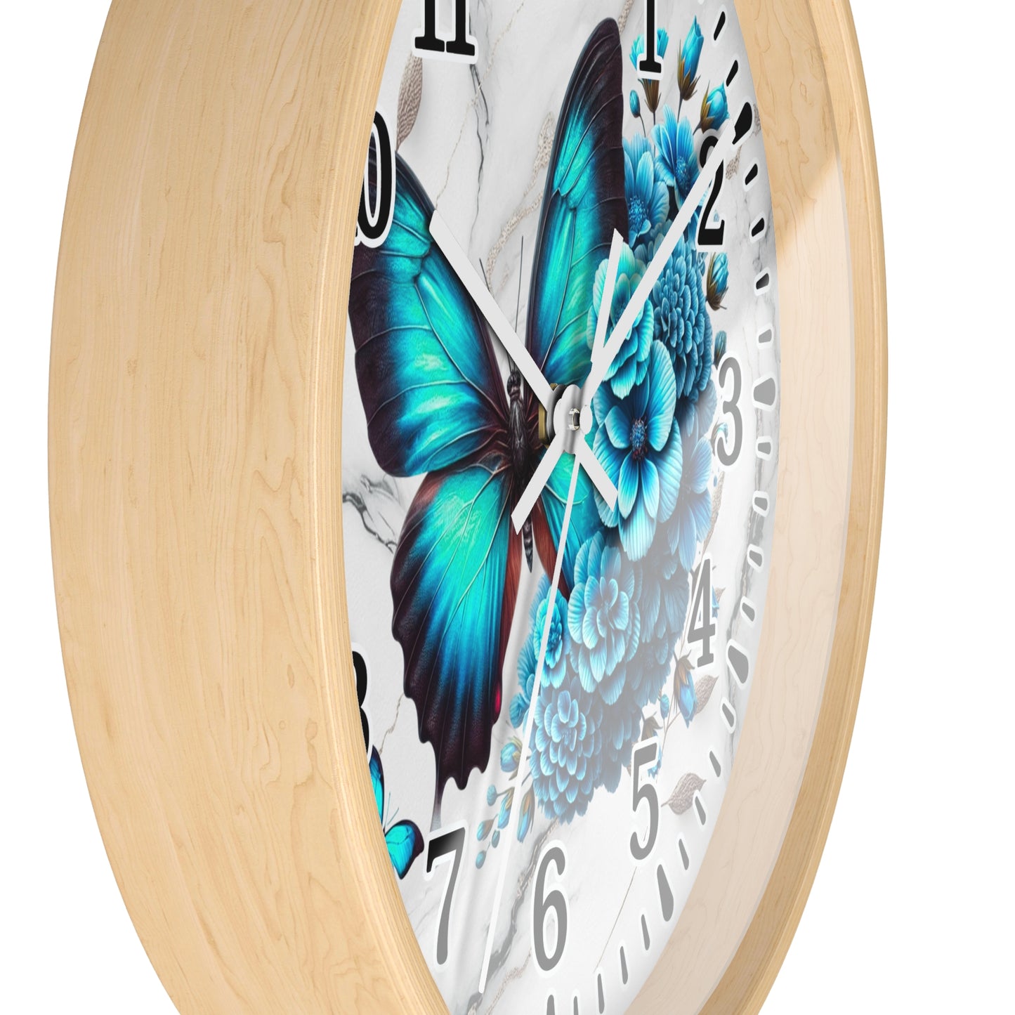 Butterfly Bloom Wall Clock, Floral Home Decor, Gift for Nature Lovers, Modern Office Clock, Boho Style Wall Art