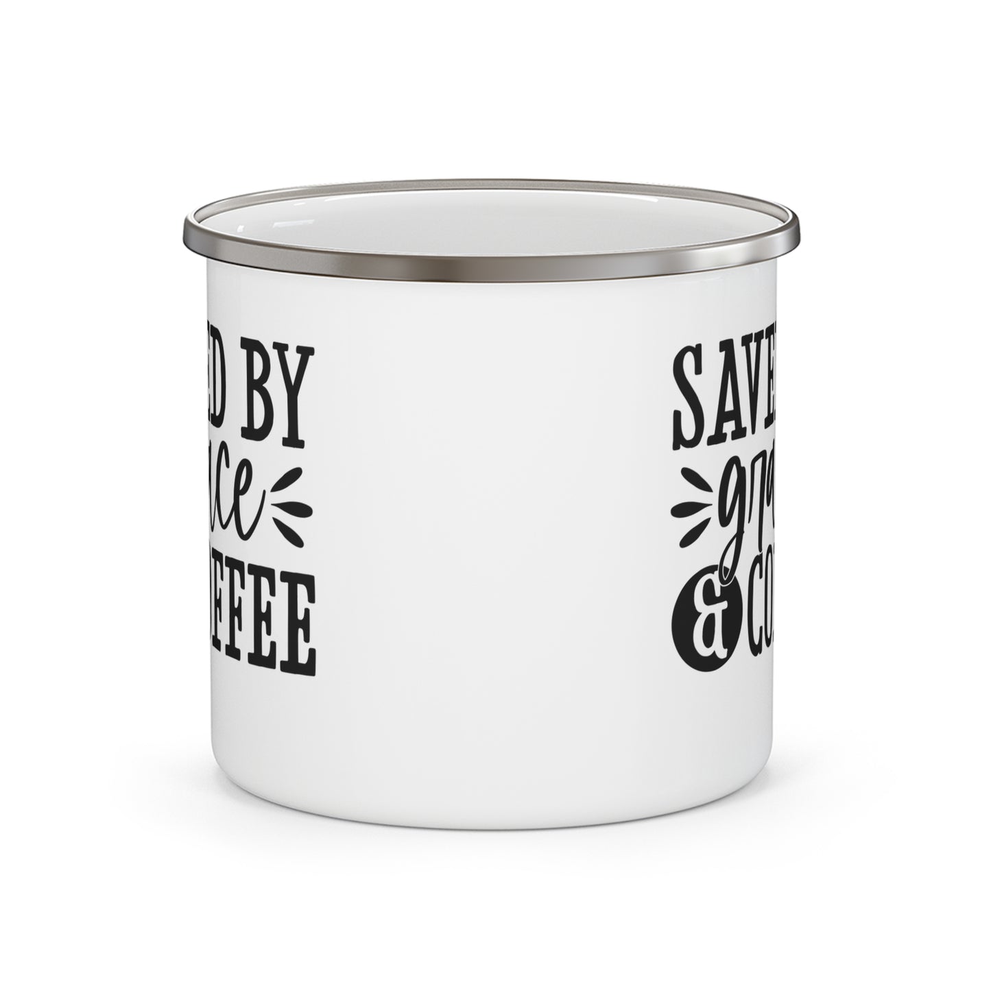 Rustic Enamel Camping Mug with Inspirational Quote