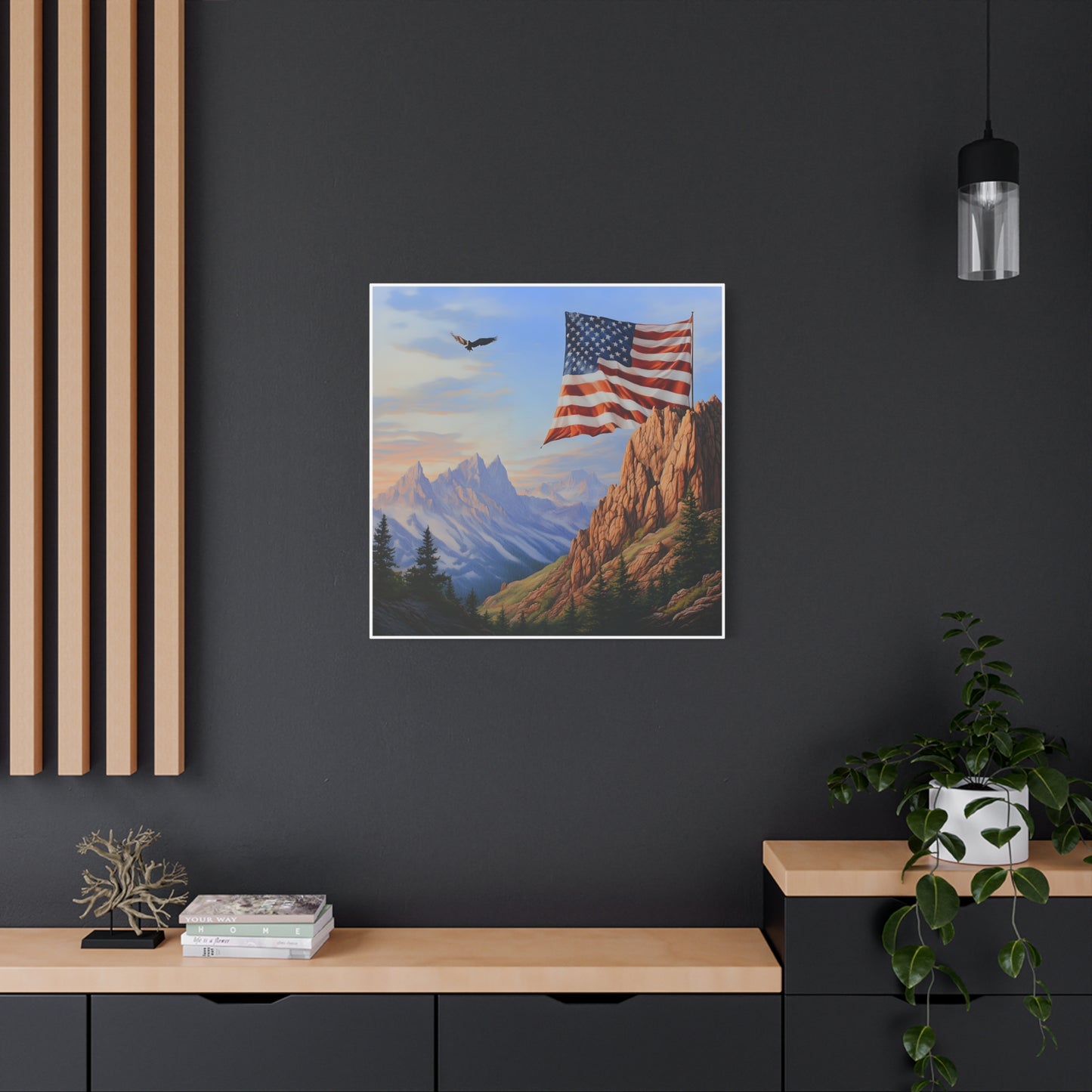 American Flag Mountain Canvas Wall Art, Patriotic Home Decor, Nature Artwork, Gift for Veterans, Independence Day Decoration, 4th of [...]