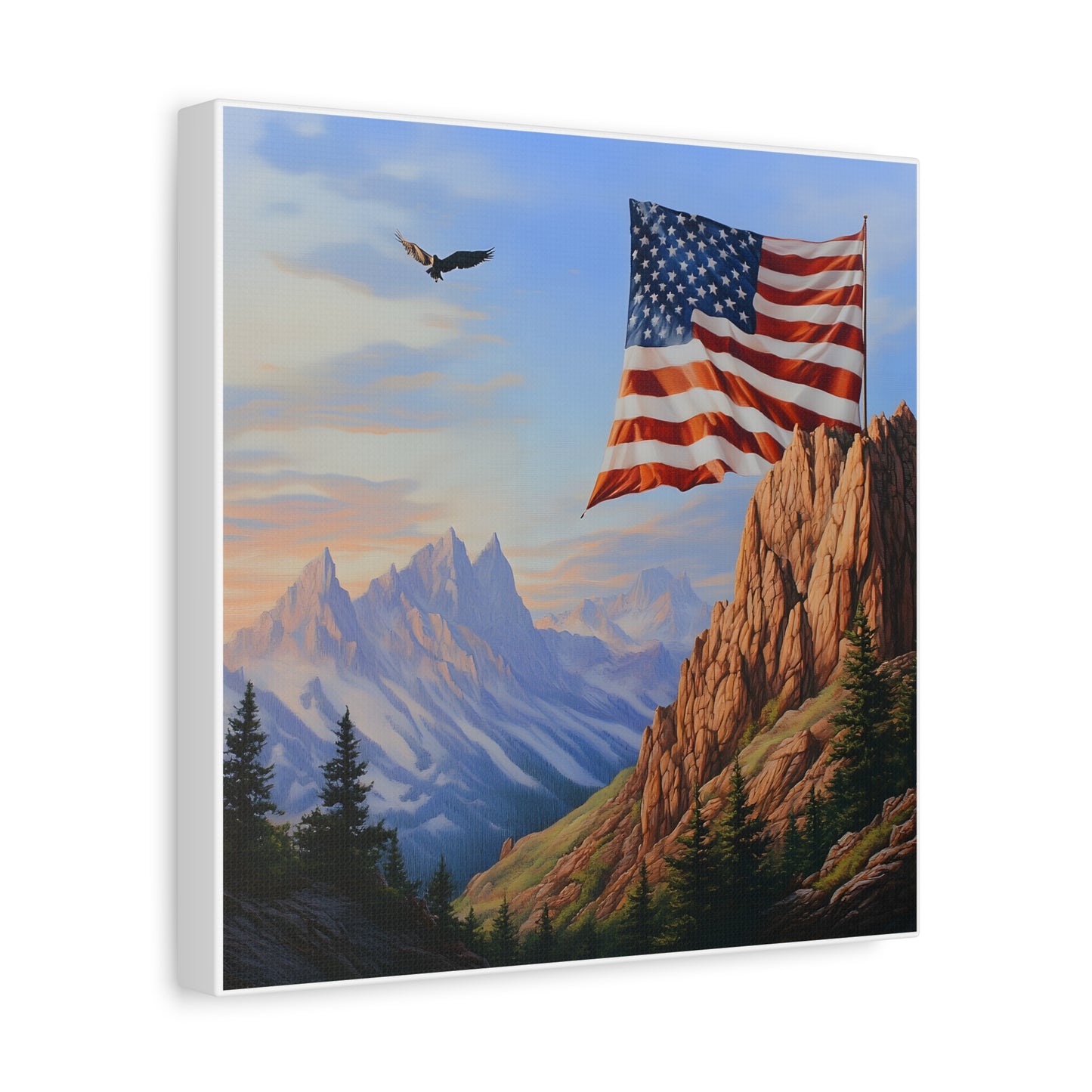 American Flag Mountain Canvas Wall Art, Patriotic Home Decor, Nature Artwork, Gift for Veterans, Independence Day Decoration, 4th of [...]
