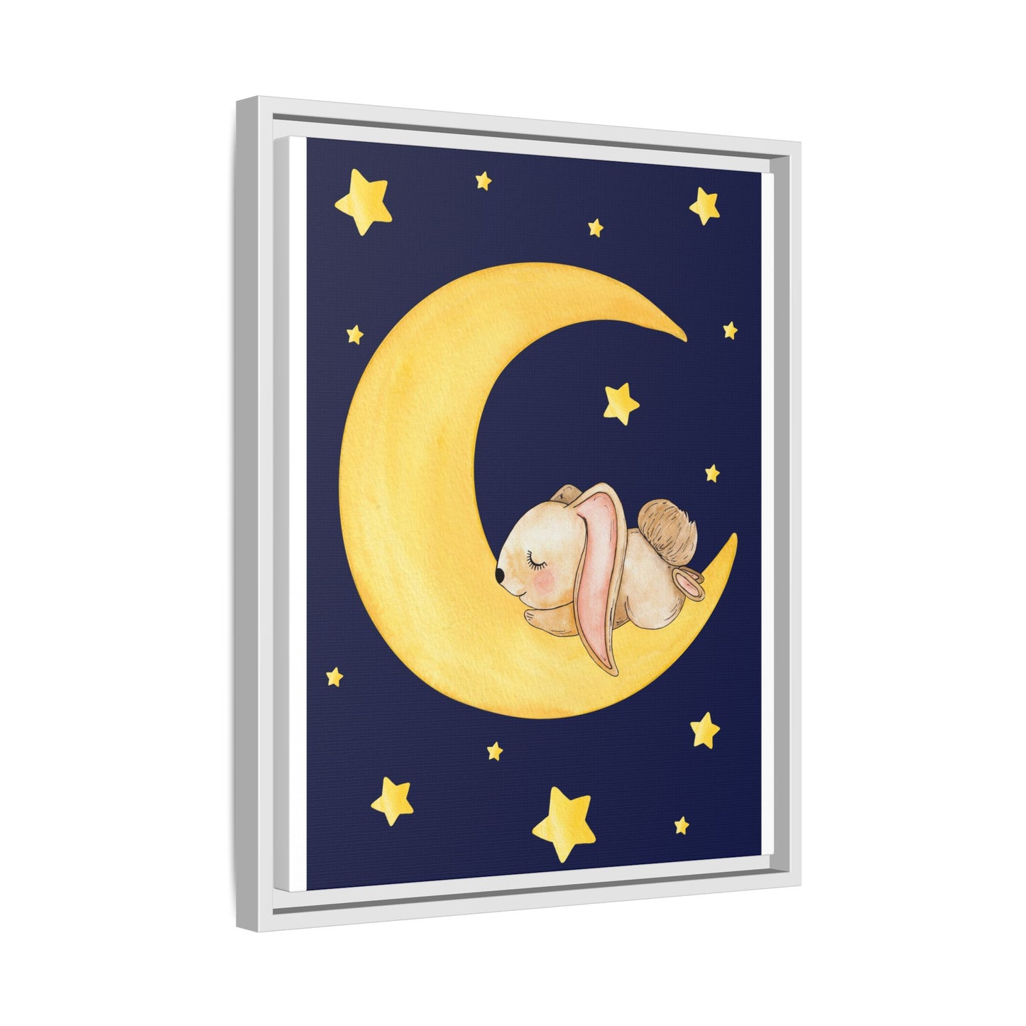 Whimsical Framed Artwork, Cute Bunny Moon Decor, Nursery Wall Art, Kid's Room Accent, Baby Shower Gift, Cozy Home Decor
