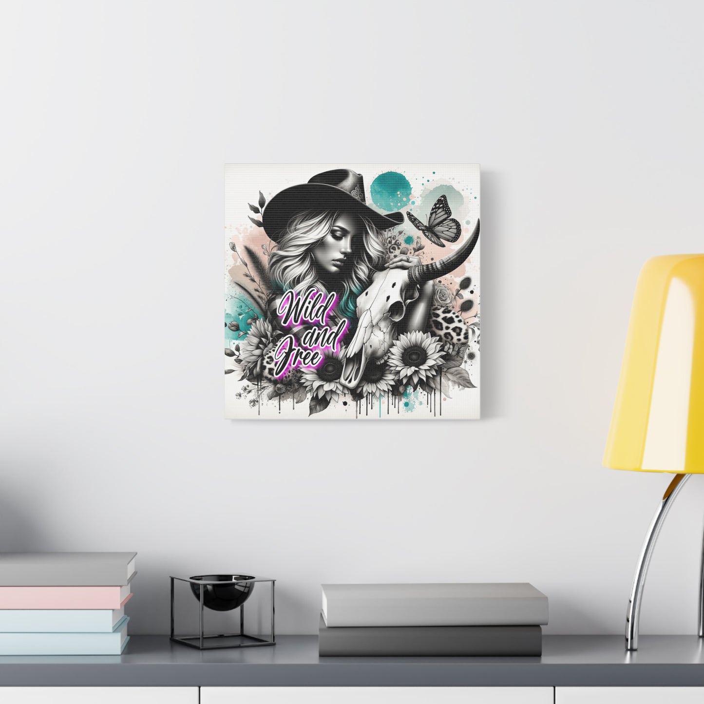 Wild and Free Canvas Art | Boho Wall Decor, Country Chic Home, Gift for Her, Cowgirl Decor, Butterfly Art