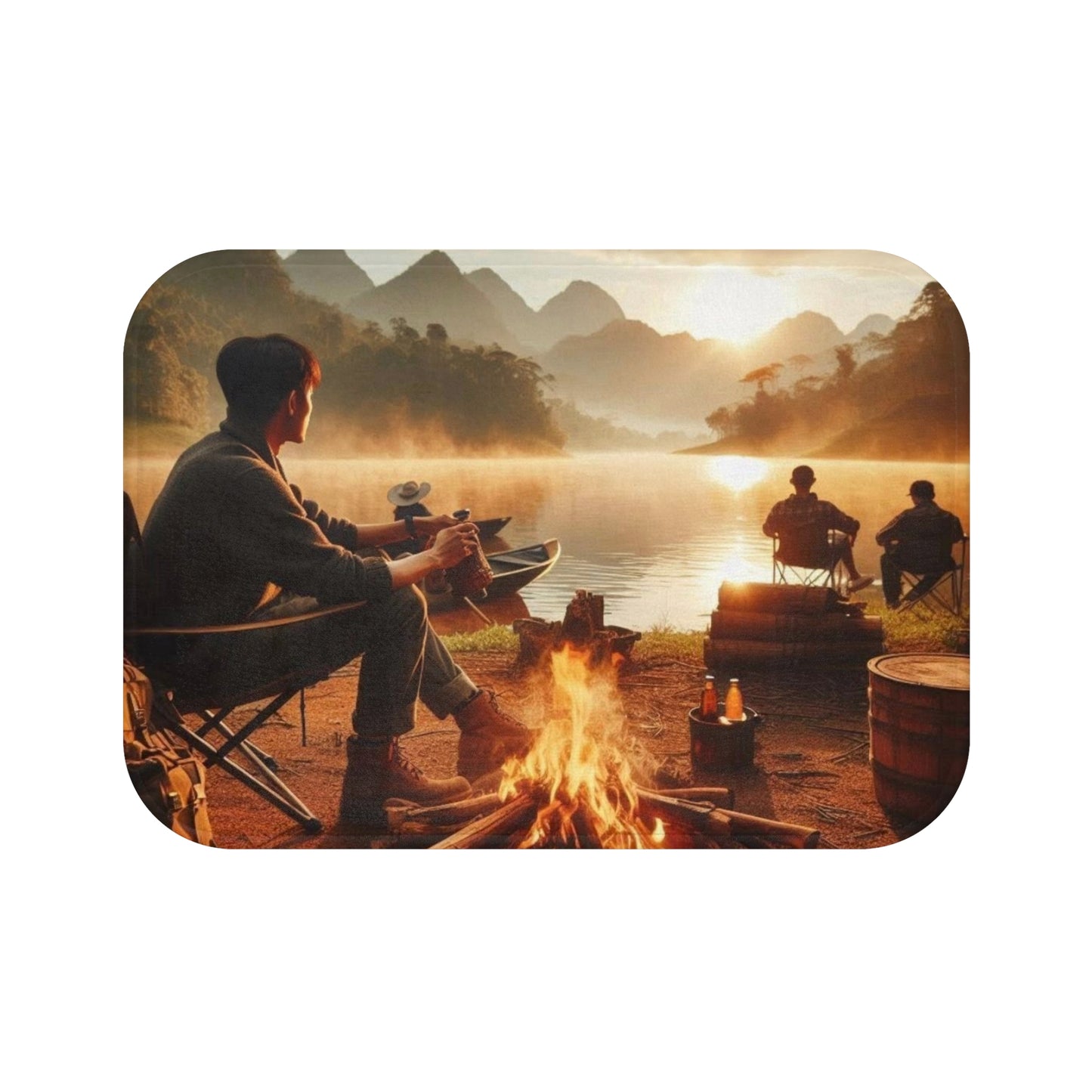 Cozy Campfire Bath Mat - Outdoor Decor, Bathroom Accessories, Camping Vibes, Gift for Nature Lovers, Rustic Home