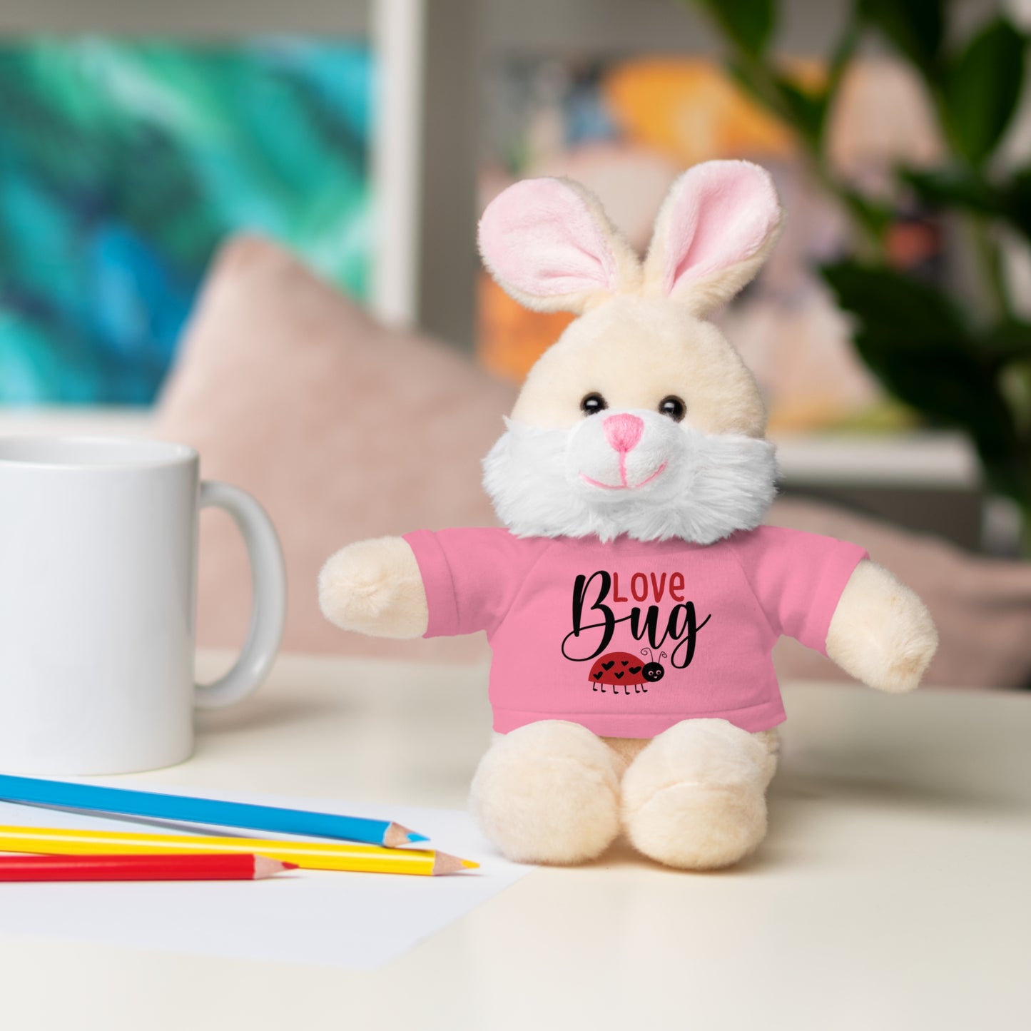 Love Bug Stuffed Animal with Tee, Cute Gift for Kids, Valentine's Day Plush Toy, Adorable Birthday Present, Snuggle Buddy