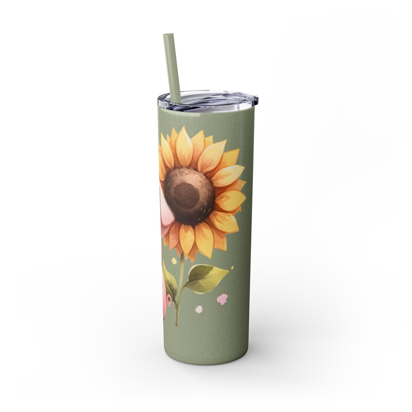 Cute Piggy Skinny Tumbler with Straw, Pig Tumbler, Sunflower Cup, Farmhouse Decor, Gift for Animal Lovers, Fun Drinkware