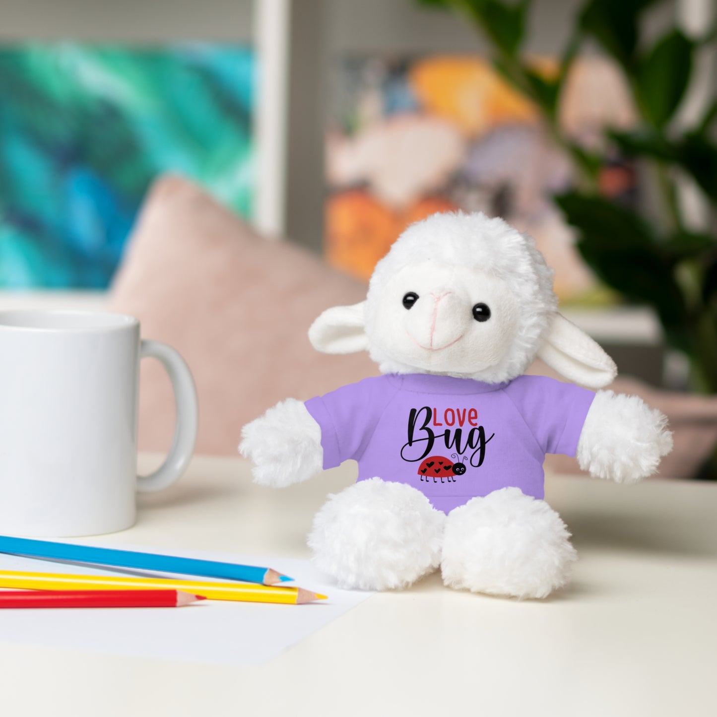 Love Bug Stuffed Animal with Tee, Cute Gift for Kids, Valentine's Day Plush Toy, Adorable Birthday Present, Snuggle Buddy