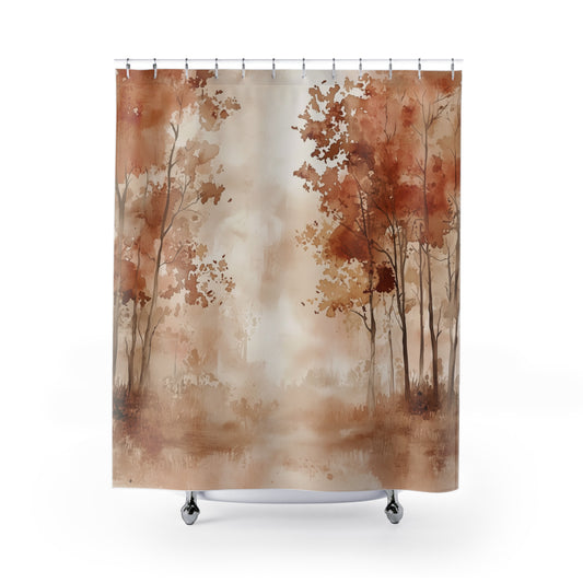 Autumn Forest Shower Curtain, Cozy Bathroom Decor, Nature-Inspired Gift, Seasonal Home Accessory, Rustic Fall Vibes