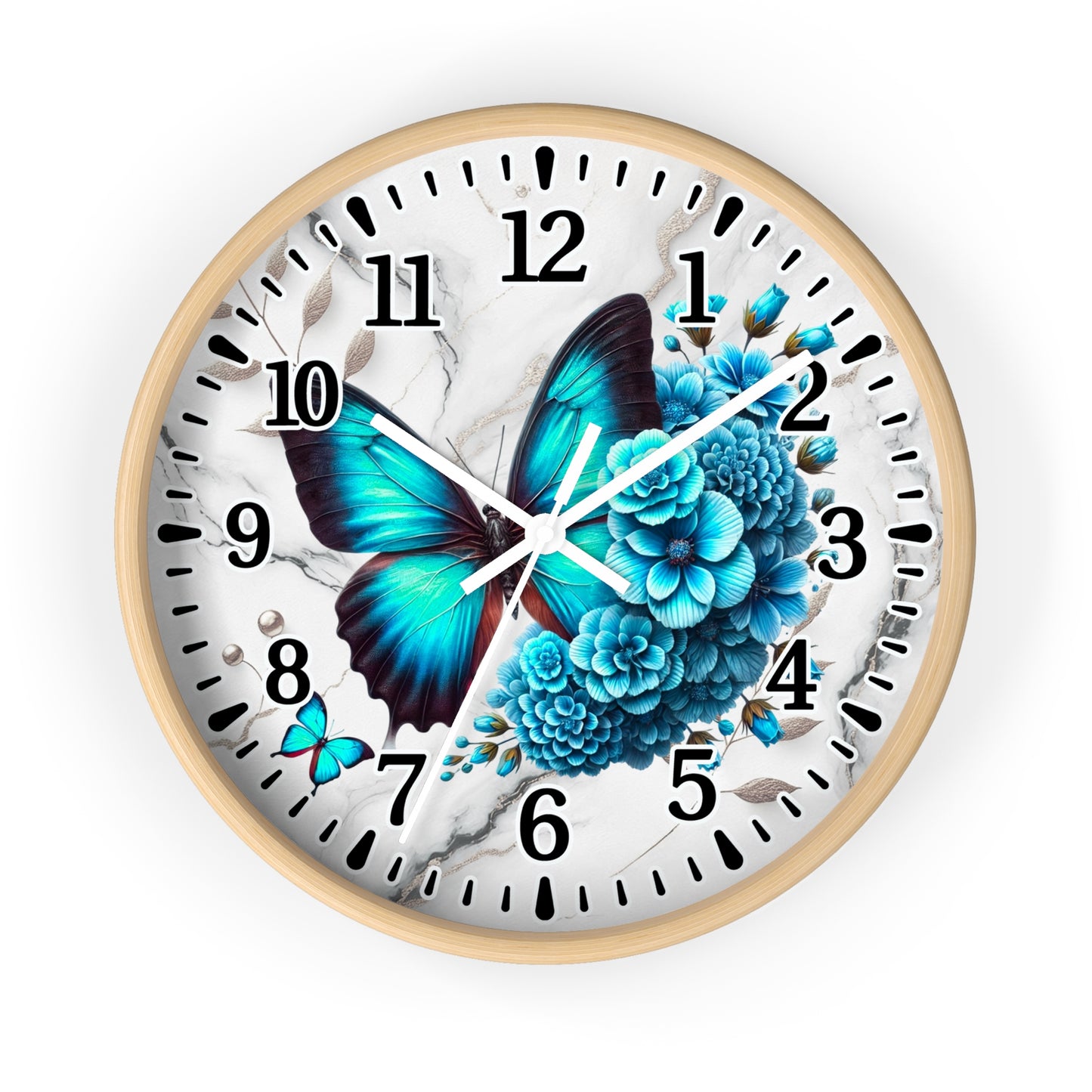 Butterfly Bloom Wall Clock, Floral Home Decor, Gift for Nature Lovers, Modern Office Clock, Boho Style Wall Art