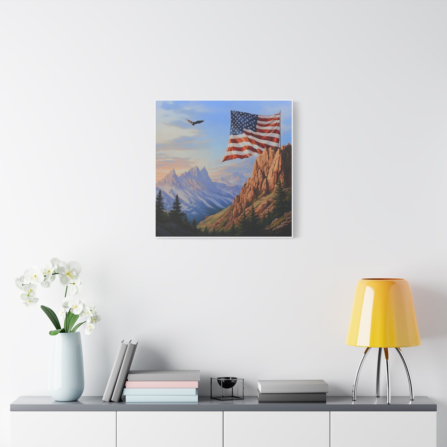 American Flag Mountain Canvas Wall Art, Patriotic Home Decor, Nature Artwork, Gift for Veterans, Independence Day Decoration, 4th of [...]